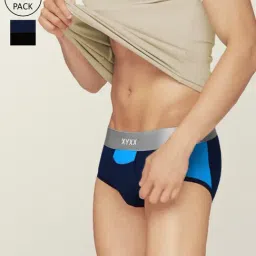 XYXX Black Iris & Brilliant Blue Regular Fit Briefs - Pack Of 2-image-68