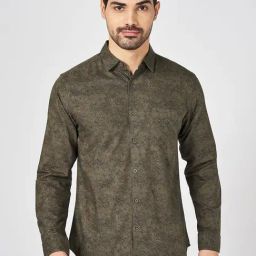Byford By Pantaloons Green Cotton Slim Fit Printed Shirt-47