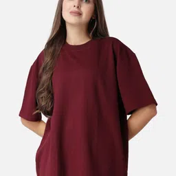 URBANICE Round Neck Drop-Shoulder Sleeves Oversized Cotton T-shirt-picture-37