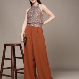 Label Ritu Kumar Pink Nylon Solid Top-image-19