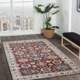 Obsessions Maroon & Cream Classical Carpet - Large-image-7