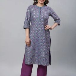 Aurelia Purple Regular Fit Printed Kurta-image-14