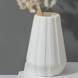 DecorTwist White Textured Centerpiece Flower Vases for Home Decor-image-41