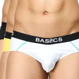 BASIICS by La Intimo White & Yellow Printed Briefs (Pack of 3)-image-72