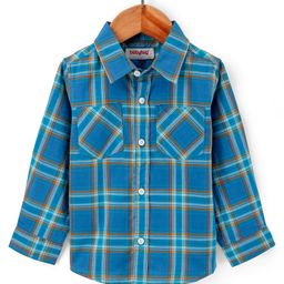 Babyhug Cotton Full Sleeves Checked Shirt- Navy Blue-image-74