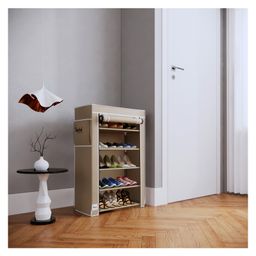 Fabura Shoe Rack in 5 Shelf with Cover-Beige-17