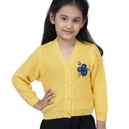 JoE Hazel Fill Sleeves Flower Detailed Simmar Cardi Sweater  - Yellow-picture-6
