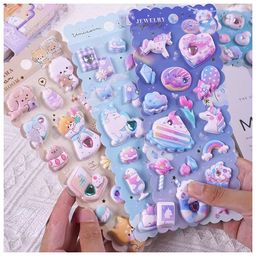 FunBlast Cute Kawaii Puffy Stickers Set  Pack of 3 Sheets Multicolor-15