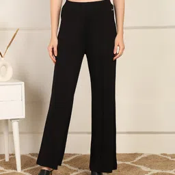 Zelena Solid Extra Stretchable High Waisted Maternity Pajama With Pockets - Black-picture-10