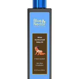 Blue Nectar Baby Oil with Pure Kumkumadi Oil for Glowing Skin | Ayurvedic Baby Massage Oil for New Born | 100% Natural & Safe  (17 Herbs, 200 ml)-image-44