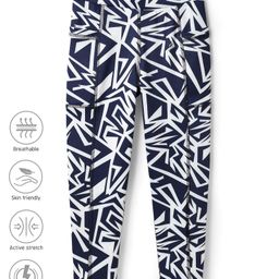 Pine Active Knit Full Length Printed Super Stretch Leggings - Navy Blue-image-15