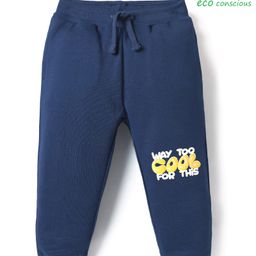 Babyoye Eco Conscious 100% Cotton Knit Full Length Lounge Pant with Text Print - Navy Blue-image-19