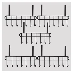 JD FRESH 5 Piece Premium Metal Drill Free Hooks Door Hangers for Clothes - Black-picture-6