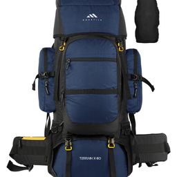 MOUNTILE TERRAIN X 80L Travel Backpack with Water Proof Rain Cover Camping Hiking Rucksack Trekking Bag NAVYBLUE MTX03-image-93