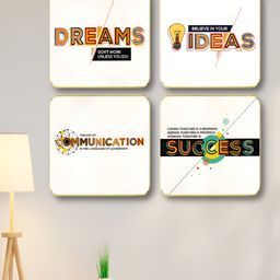 Livin'luxe White & Black 4 Pieces Corporate Motivational Quote Wall Arts-picture-2
