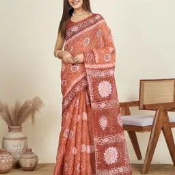 Jevi Prints Floral Printed Pure Cotton Saree-picture-9