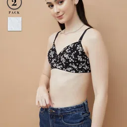 Ginger by Lifestyle Pack Of 2 Floral Printed Full Coverage Lightly Padded T-shirt Bra-picture-49