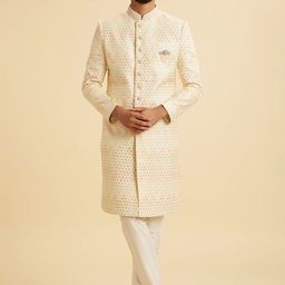 Manyavar Embroidered Mandarin Collared Sherwani Set-picture-7