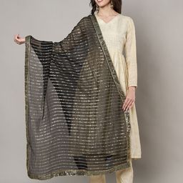 MUFFLY Striped Gotta Patti Chinon Dupatta-12