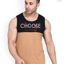 SLOWLORIS Pack Of 2 Printed Combed Cotton Gym Vests VSL26 CMB(CHS BLACKRUST)(PLAIN WHITE)-image-85