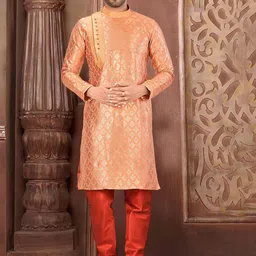 RANAK Woven Design Thread Work Jacquard Kurta-image-100
