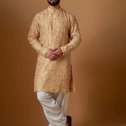 sven suits Men Ethnic Motifs Embroidered Mandarin Collar Kurta with Patiala-picture-38