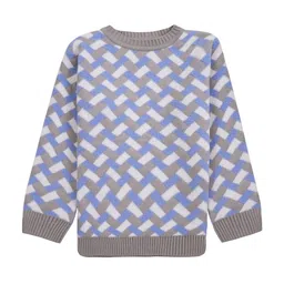CLAP Boy Checked Round Neck Woollen Pullover-image-43