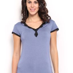 Amante Women Blue Lace Lounge Top SGLC01-image-10