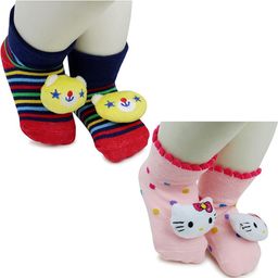 NESKA MODA 0 To 6 Months Infants Pack of 2 Pair Cotton Butterfly and Rabit Face Booties-57