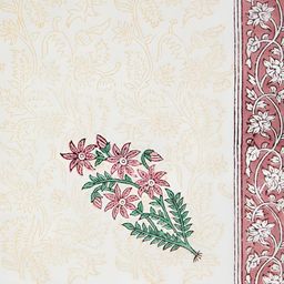 Fabindia Standalone Pink & White 6 Pieces Floral Printed Cotton Table Napkins-16