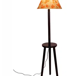 Devansh Brown & Orange printed Wooden Floor Lamp-image-75