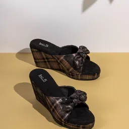 Inc 5 Women Printed  Cross Strap Party Wear Wedge Heel Sandals with Bows-80