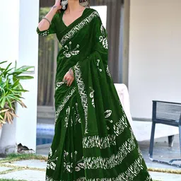 LeeliPeeri Designer Batik Block Printed Mulmul Cotton 1-Minute Ready to Wear Saree-picture-6