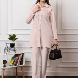 TWENTY ME Embroidered Shirt Collar Neck Shirt With Trousers Co-Ords-image-49