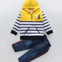 Shirazi Kids Striped Hooded T-Shirt With Trouser-image-19