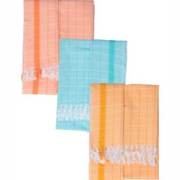 Ethazh Blue & Orange 3 Printed Cotton 300 GSM Bath Towel-18