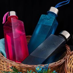 Aura Blue & Pink Set of 6 Plastic Solid Water Bottle image 3