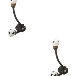 IndianShelf White & Black 2 Pieces Star Printed Ceramic Wall Hooks-22