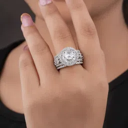 TKRB SALES 925 Silver Rhodium Plated American Diamond Studded Finger Ring-picture-14