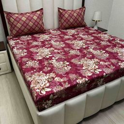Pure Decor Leisure Fur Maroon Printed Microfiber 200TC King Bedsheet Set 2.74m x 2.74m-image-44