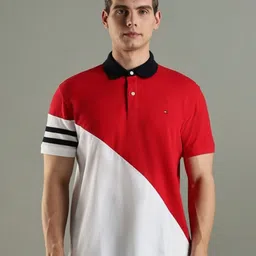 Tommy Hilfiger Colourblocked Short Sleeves Polo Collar Cotton Regular Fit Casual T-shirt-image-56