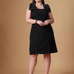 Curvy Lane Plus Size Women Self Design A-Line Mini Dress-picture-10