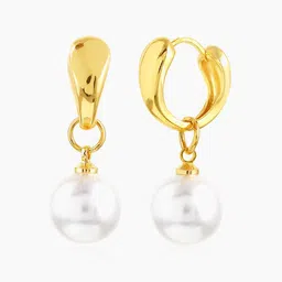 SWASHAA Lenore 18K Gold Plated Pearl Beaded Circular Hoop Earrings-56