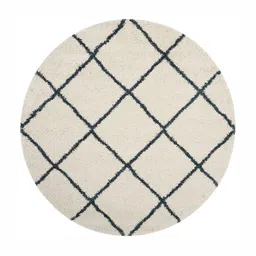 CARPETIFY Off White Geometric Shaggy Anti-Skid Carpet-image-5