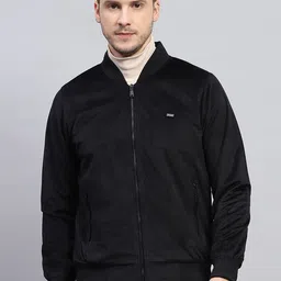 Monte Carlo Men Stand Collar Solid Casual Bomber Jacket-image-56