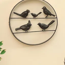 vedas Mystic Indiana Black & White Textured Metal Family Bird Wall Hanging Decor-image-40