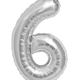 Shopperskart Helium Foil Balloon Number 6 Shape - Silver-image-89