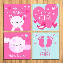 Wens Baby Girl Sparkle Laminated Wall Panels Set of 4 - Multicolor-image-103