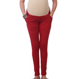 Kriti Maternity Leggings With Tummy Hug - Dark Red-image-67