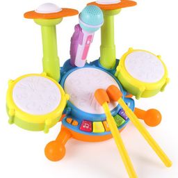 Yamama Musical Drum Set Toy with Microphone - Multicolour-22